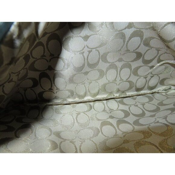 Coach Vintage Soho Powder Blue Wristlet with Tan leather trim & buckle flap and - Picture 3 of 5